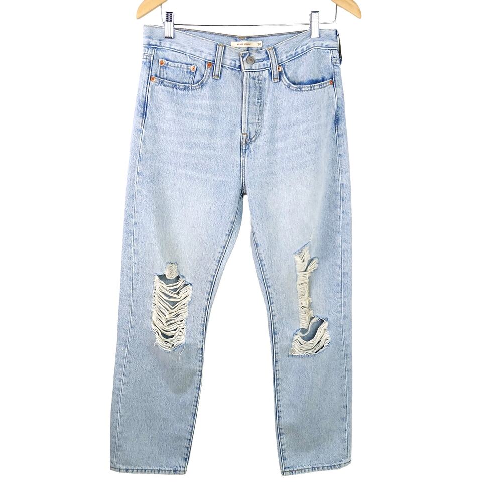 Levi's Wedgie Straight Light Wash Destroyed - size 28